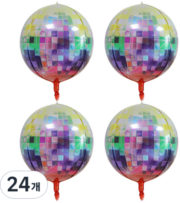 타이탄 프리미엄 생일 파티 미러볼 풍선 22인치, 컬러 디스코 4D 볼, 24개