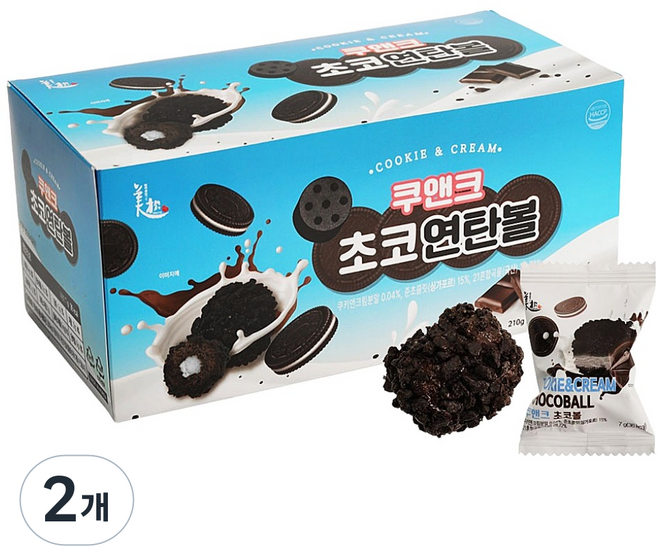 Cookie&Cream 巧克力炭球餅乾 30入, 2個, 210g