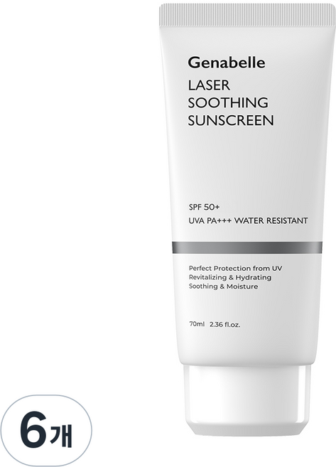 제나벨 피부 진정보습 혼합자차 레이저 수딩 선크림 SPF50+ PA+++, 70ml, 6개