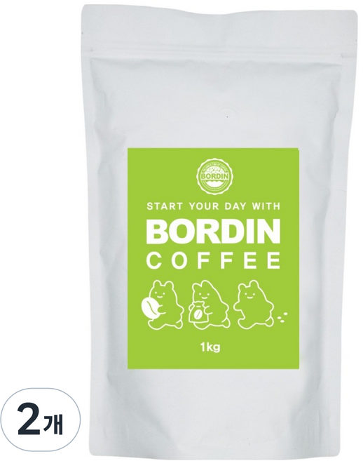 보르딘 원두커피 엔투비블렌드, 1kg, 2개, 홀빈(분쇄안함)