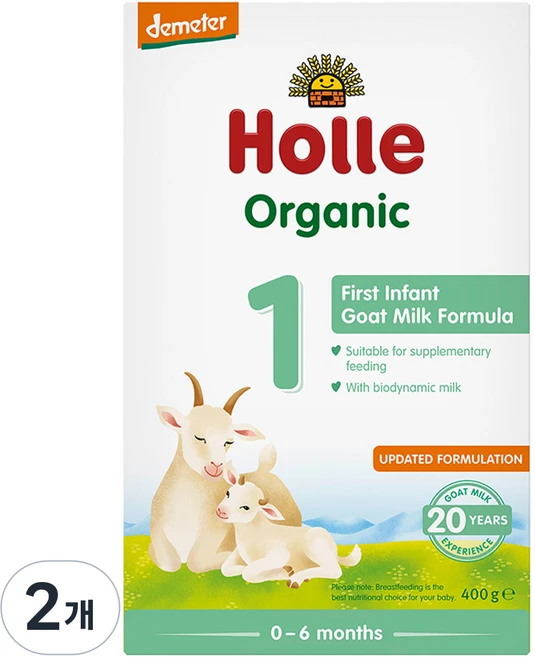 홀레 유기농 산양분유 1단계 0~6개월, 400g, 2개 - 쿠팡