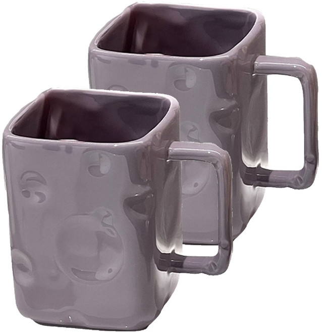 더자카 치즈 고급 도자기 욕실 양치컵 11.5 x 8 x 10.5 cm, 퍼플, 2개