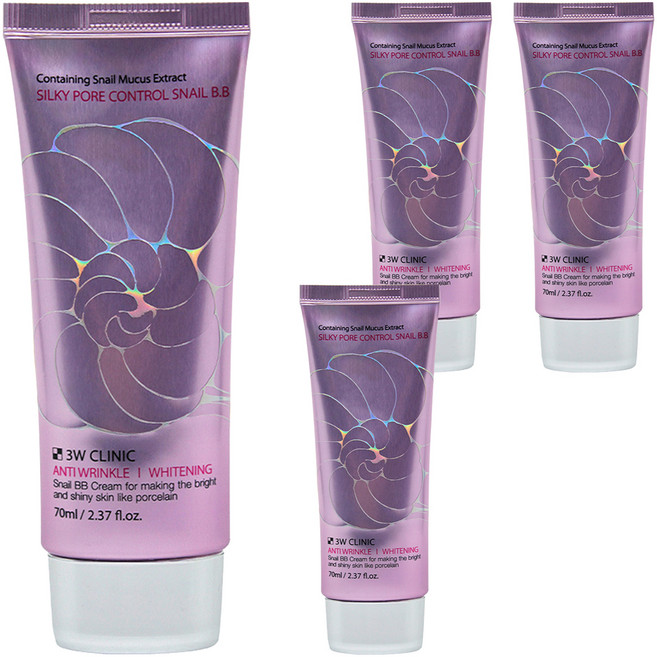3W CLINIC 絲滑毛孔隱形蝸牛BB霜, 單色, 4條, 70ml