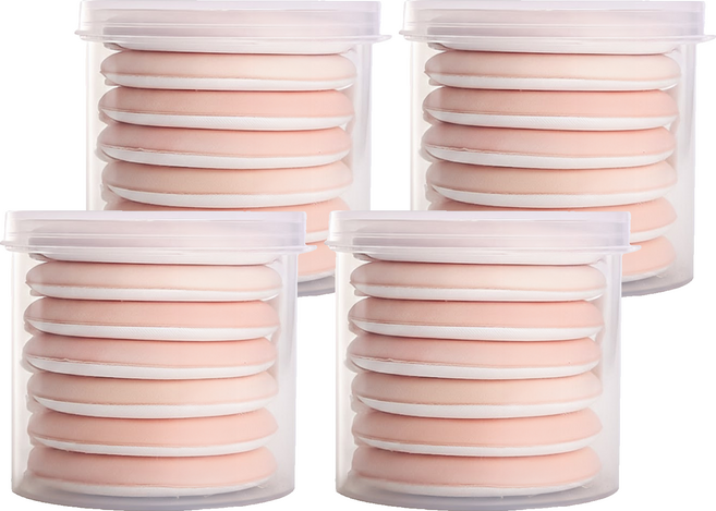 氣墊粉撲 7片 附收納盒 6.3 x 5.8cm 30g, 膚色杏, 4組