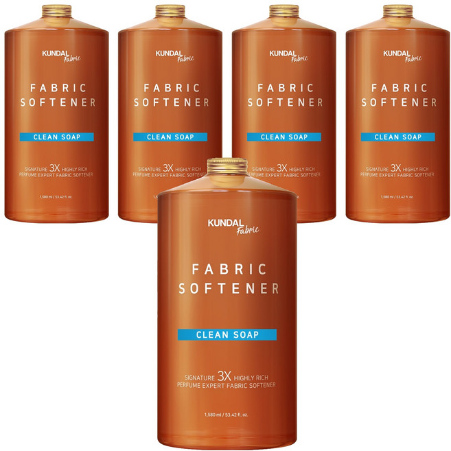 쿤달 초고농축 섬유유연제 클린솝향 본품, 1.58L, 5개