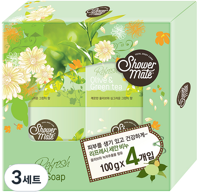 Shower mate 橄欖 & 綠茶潔面皂, 100g