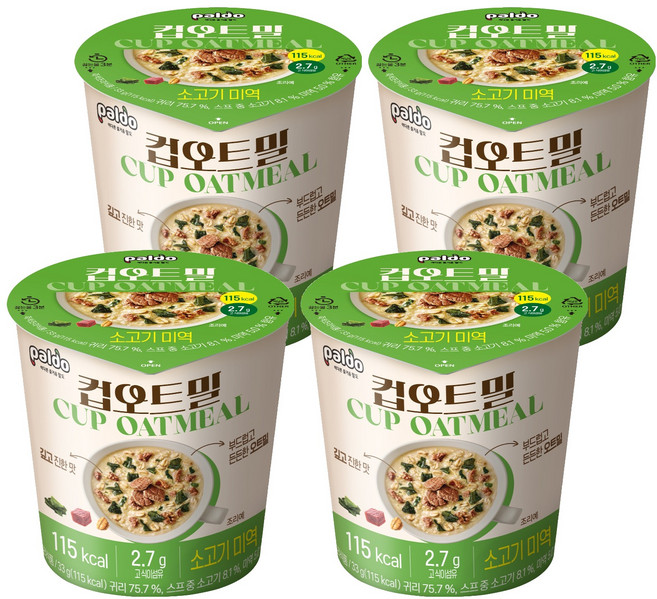 팔도 컵오트밀 소고기미역, 33g, 4개