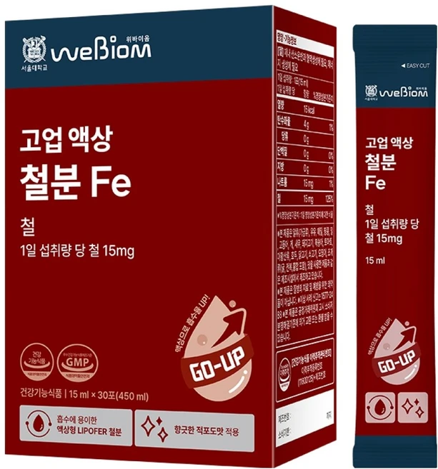 위바이옴 정품 고업 액상 철분 30p, 450ml, 1개 - 쿠팡
