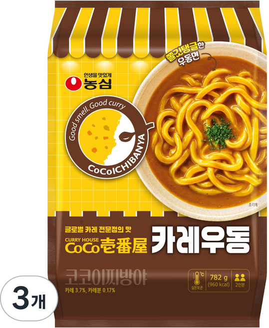 농심 코코이찌방야 카레우동 2인분, 782g, 3개