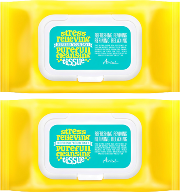 아리얼 스트레스 릴리빙 퓨어풀 클렌징 티슈, 80매입, 2개