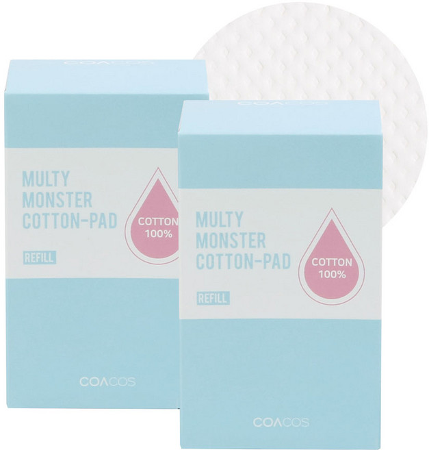 [비건라이프] 코아코스 멀티 몬스터 코튼 빅 패드 리필, 90개입, 2개