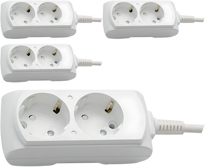 거성산업 접지형 10A 멀티탭 4호 2구 + 안전커버 랜덤발송, 4세트