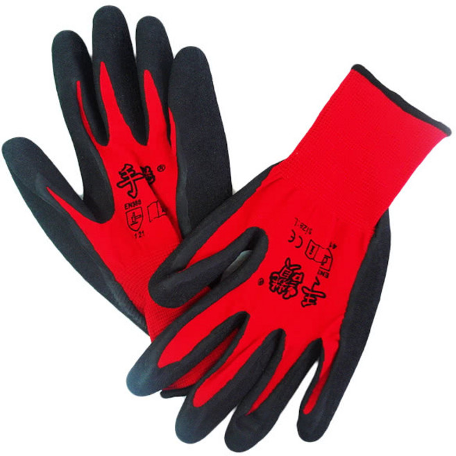 手讚 舒適尼龍防滑手套, 1入, 紅色