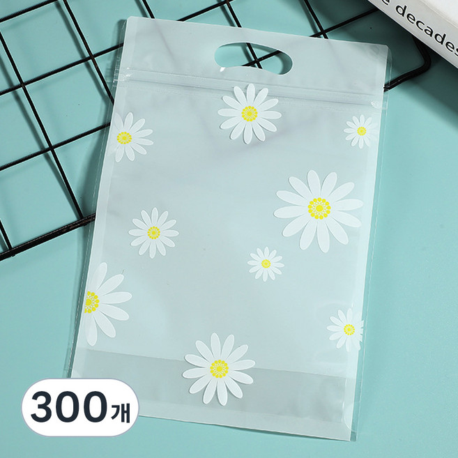 미미파티 감성 귀여운 구디백 손잡이 지퍼백 포장 봉투, 데이지꽃, 300개