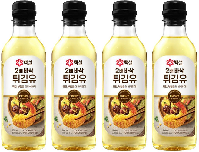 백설 2배 바삭 튀김유, 4개, 500ml