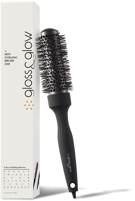 글로스앤글로우 국내생산 핫컬링 데일리 볼륨 브러쉬 4호 33파이, 블랙, 1개