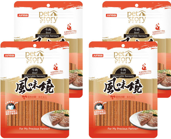 pet story 寵物物語 風味燒 犬貓適用, 牛肉風味絲, 40g, 4包