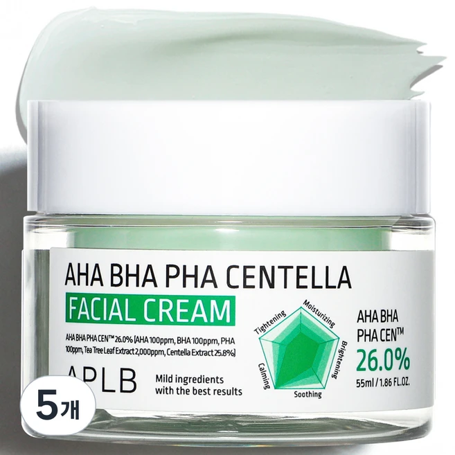 APLB 아하 바하 파하 센텔라 페이셜 크림, 5개, 55ml - 쿠팡