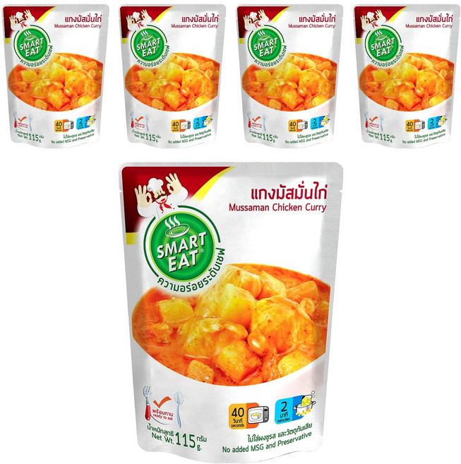 SMART EAT 瑪斯曼咖哩雞即食調理包 精選食材 天然原味 40秒內加熱即食, 115g, 5包