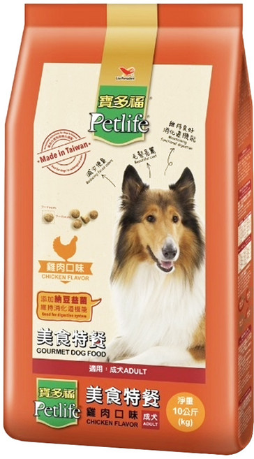 Petlife 寶多福 成犬專用 美食特餐 乾糧, 雞肉, 10kg, 1袋