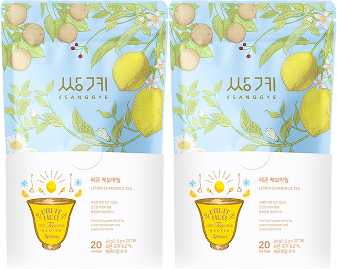 쌍계명차 프루트 허그 파우치 레몬캐모마일, 20개입, 2개, 1.5g