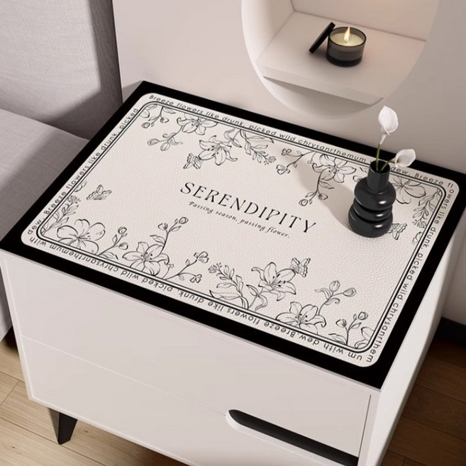 하미룸 모던 방수 방유 고급 가죽 테이블 보호매트, 월음풍청, 1개, 40 x 55 cm