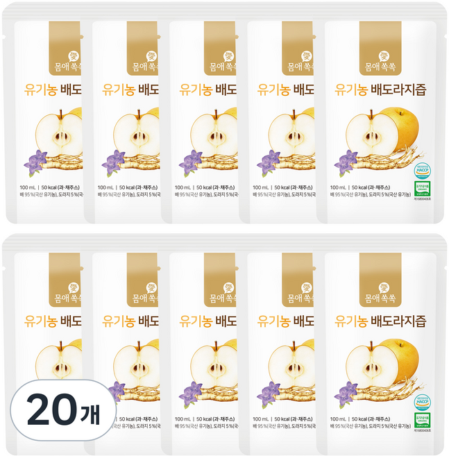 몸애쏙쏙 유기농 배도라지즙, 100ml, 20개