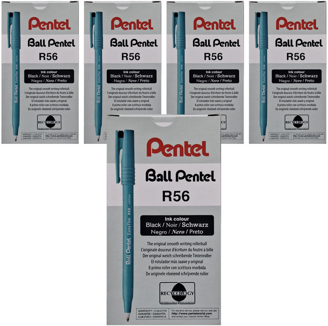 Pentel 飛龍文具 鋼珠筆 R56 12支, 黑色, 5盒