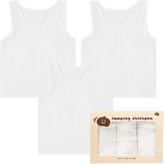 점핑칙피 유아동 여아 무형광 순면 기본 런닝 3매입세트