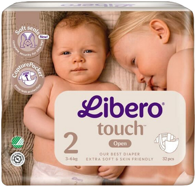 Libero 麗貝樂 Touch黏貼型尿布 3~6kg, NB, 32片
