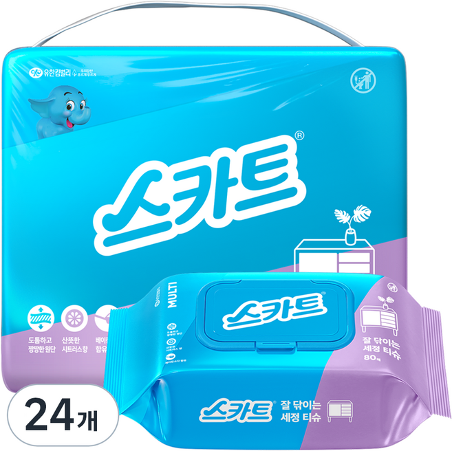 스카트 잘 닦이는 세정티슈, 24개