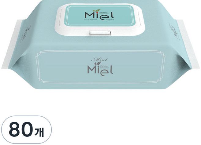 미엘 민트 물티슈 캡형, 35g, 100매, 80개