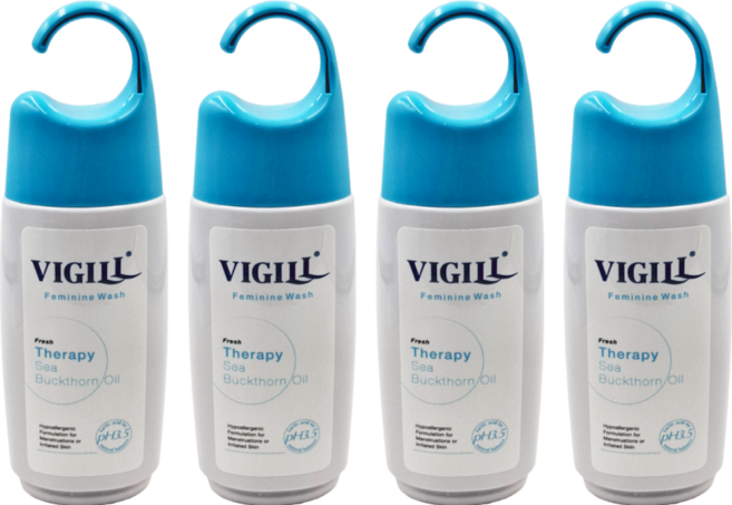 VIGILL 婦潔 私密沐浴露 生理加護型 加強舒淨 沙棘果油, 220ml, 4瓶