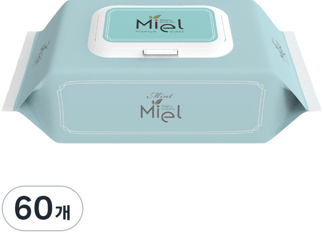 미엘 민트 물티슈 캡형, 35g, 100매, 60개