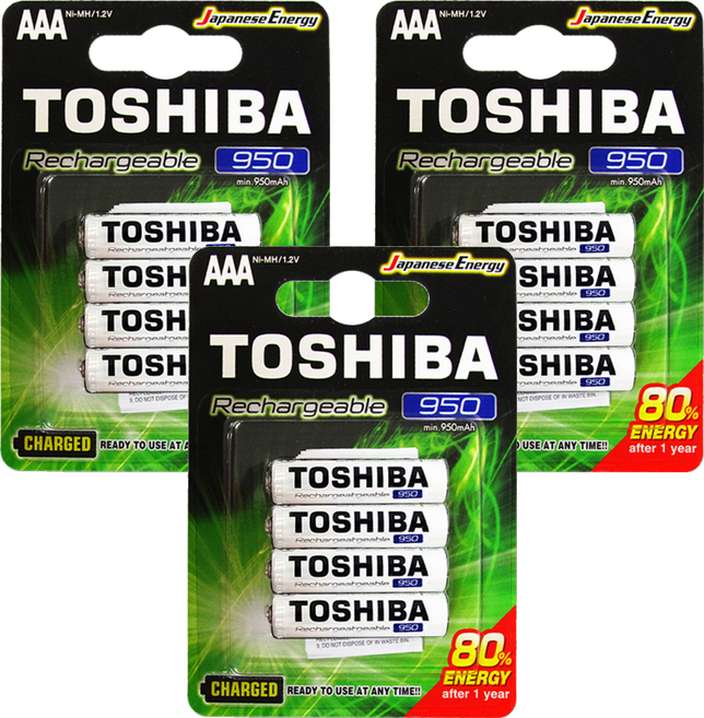 TOSHIBA 東芝 4號充電電池 TNH-03GAE, 3組, 4個