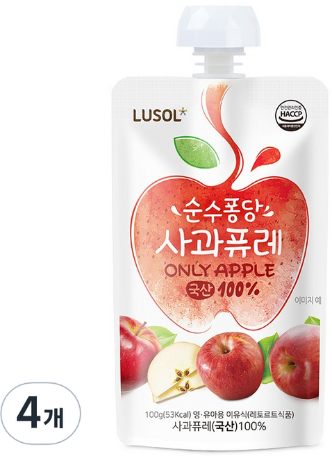 루솔 순수퐁당 사과퓨레, 사과맛, 100g, 4개