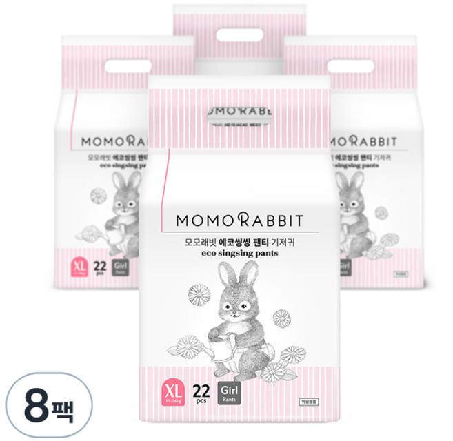 모모래빗 에코씽씽 오리지널 팬티기저귀 여아용, 특대형(XL), 176매