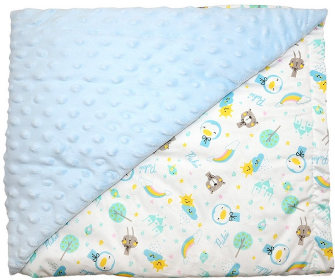 PUKU 藍色企鵝 薄棉樂豆毯, 企鵝水 天空藍, 1條