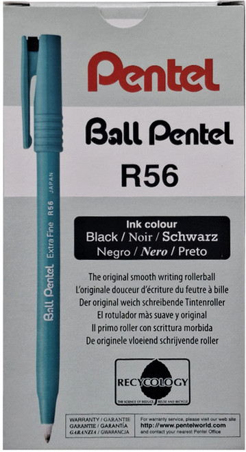 Pentel 飛龍文具 鋼珠筆 R56 12支, 黑色, 1盒