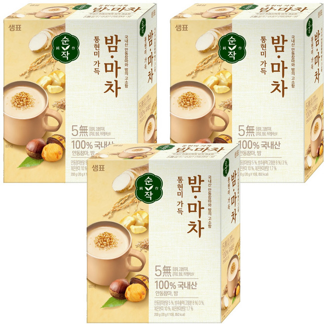 Sunjak 純作 滿滿全糙米栗子山藥茶, 3個, 10入, 20g