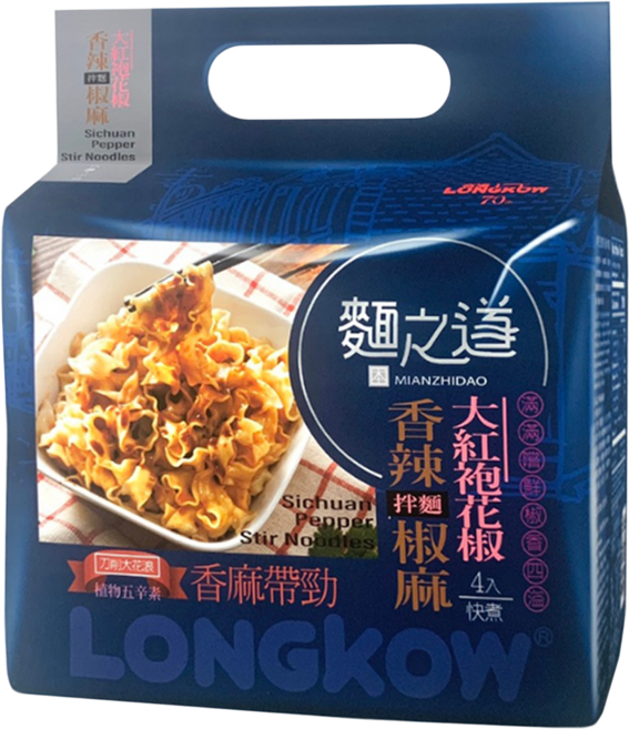 龍口 麵之道 香辣椒麻拌麵 111.5g, 4包
