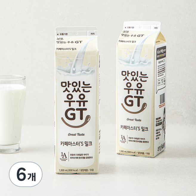 남양유업 맛있는우유GT 카페마스터S 밀크, 1L, 6개