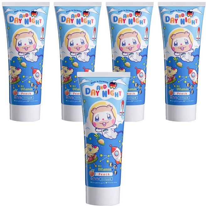 Day and Night 德恩奈 兒童牙膏 水蜜桃/草莓款式隨機, 90g, 5條