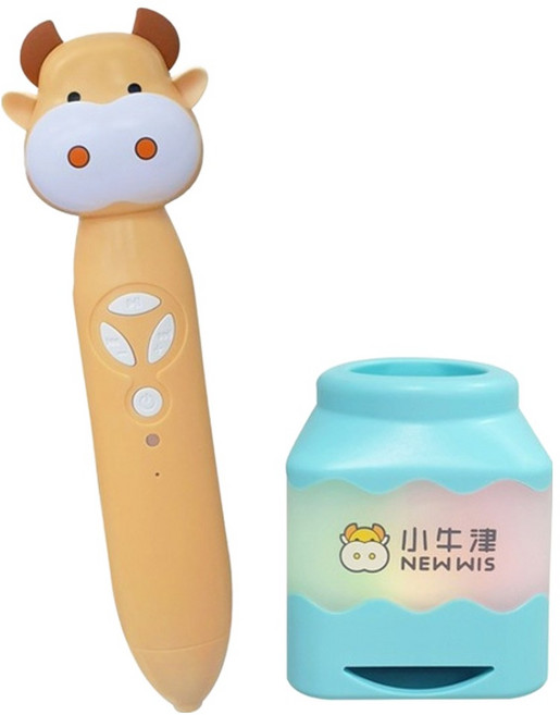 NEW WIS 小牛津 奶茶牛點讀筆 64G + 音樂充電筆座, 奶茶色