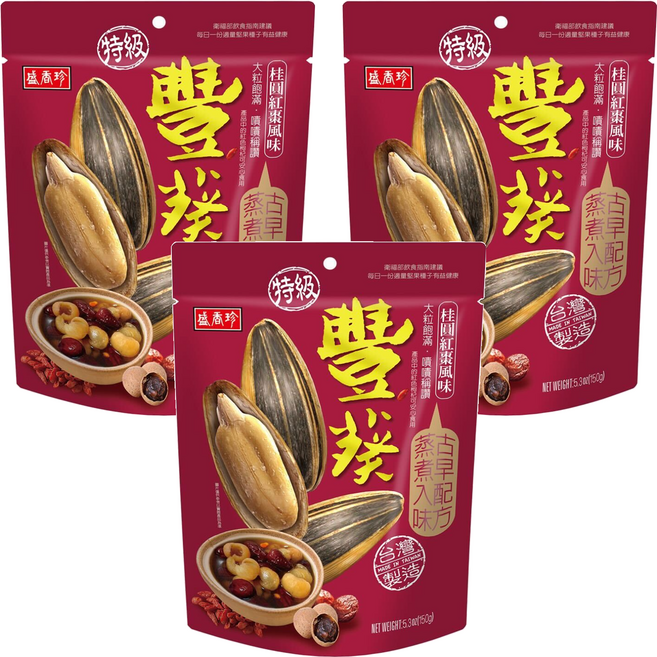 盛香珍 豐葵特級香瓜子 桂圓紅棗, 150g, 3個