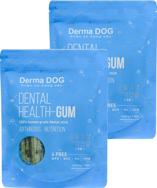 더마독 덴탈 강아지 헬스껌 150g, 관절, 영양, 2개, 15g - 쿠팡