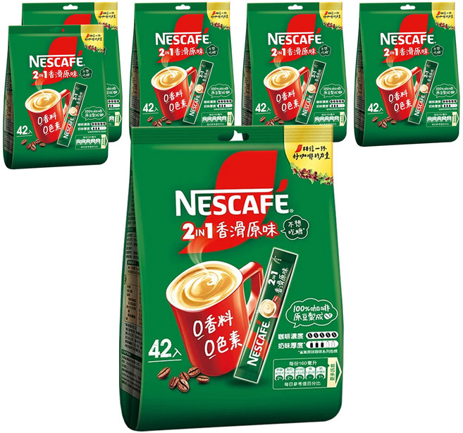 NESCAFE 雀巢咖啡 二合一即溶咖啡 香滑原味, 11g, 42包, 6袋