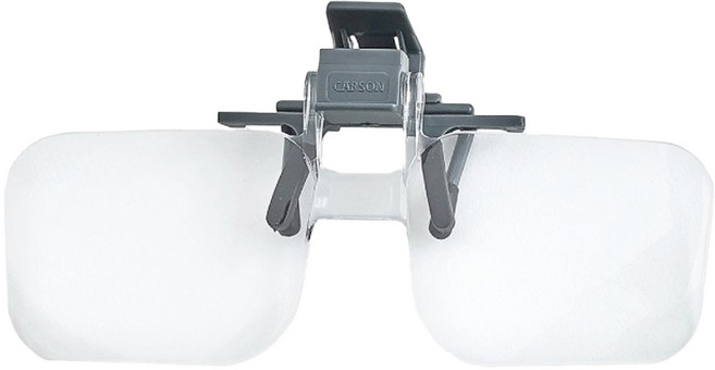 CARSON 卡薾紳 Clip & Flip 夾式鏡架放大鏡 2倍放大倍率 +4.00屈光度 適用於工藝品和蠅釣, 灰色, 1個