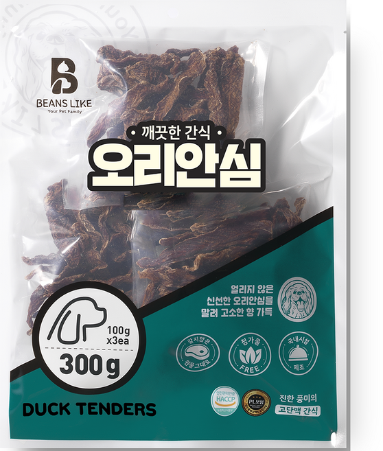 빈즈라이크 강아지 안심 간식, 오리, 300g, 1개