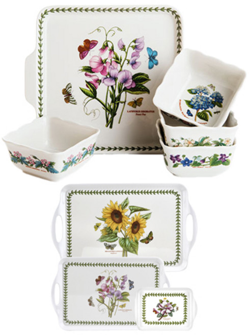 포트메리온 보타닉가든 플루티드 서빙 A B세트 5p + 서빙트레이 3p, 1세트, 트레이 4p + 디쉬 4p, 혼합색상